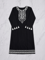 Black Embroidered 3-Piece Lawn Suit with Printed Dupatta