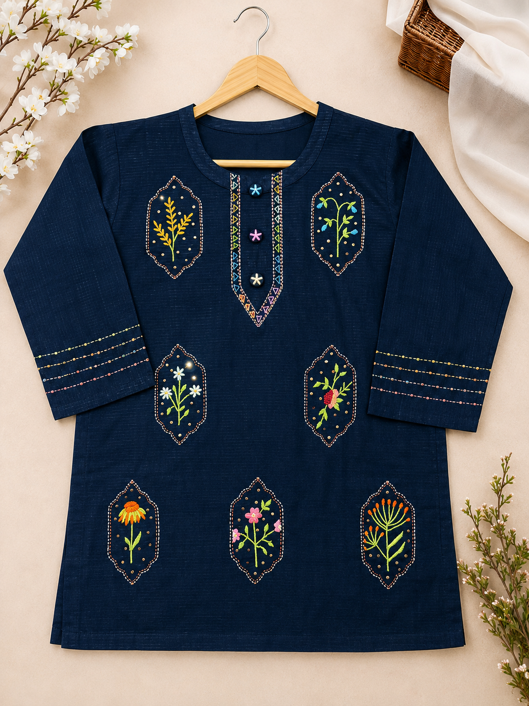 Handmade Black Embroidered 3 Piece Set