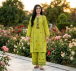 Mehndi Green Traditional Embroidered 2-Piece Suit