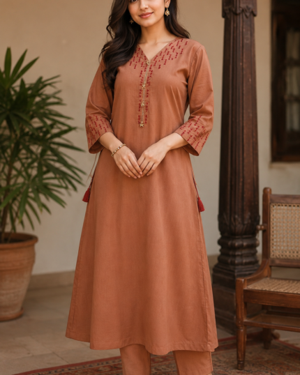 Cross Stitch Terracotta 3-Piece Suit
