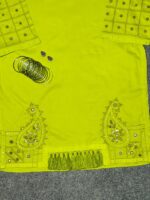 Lime Green Embroidered Mirror-Work Suit