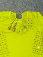 Lime Green Embroidered Mirror-Work Suit (3-PC)