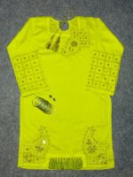 Lime Green Embroidered Mirror-Work Suit