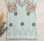 Lime Green Dori Thread Work Mirror Printing Suit with Tassel