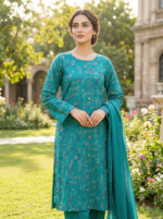 Teal Embroidered 3 Piece Lawn Suit
