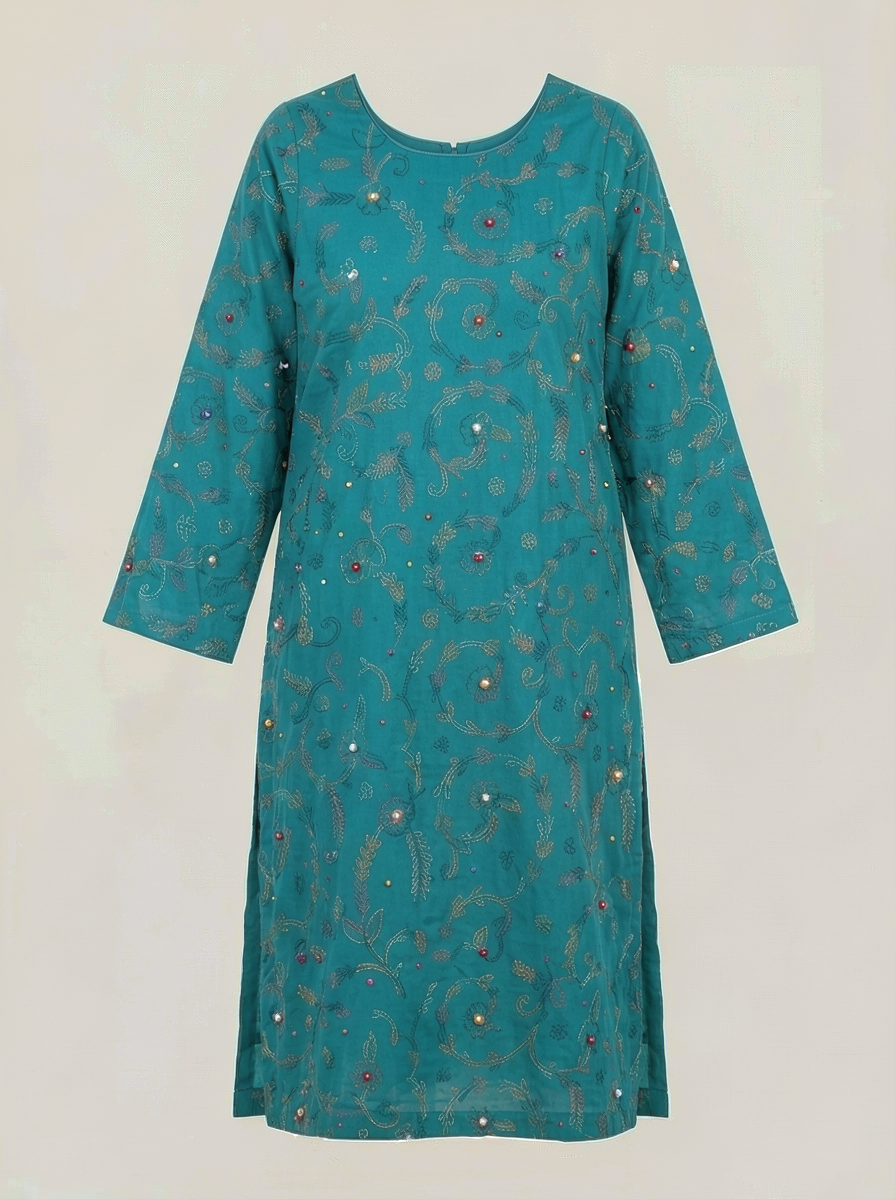Teal Embroidered 3 Piece Lawn Suit