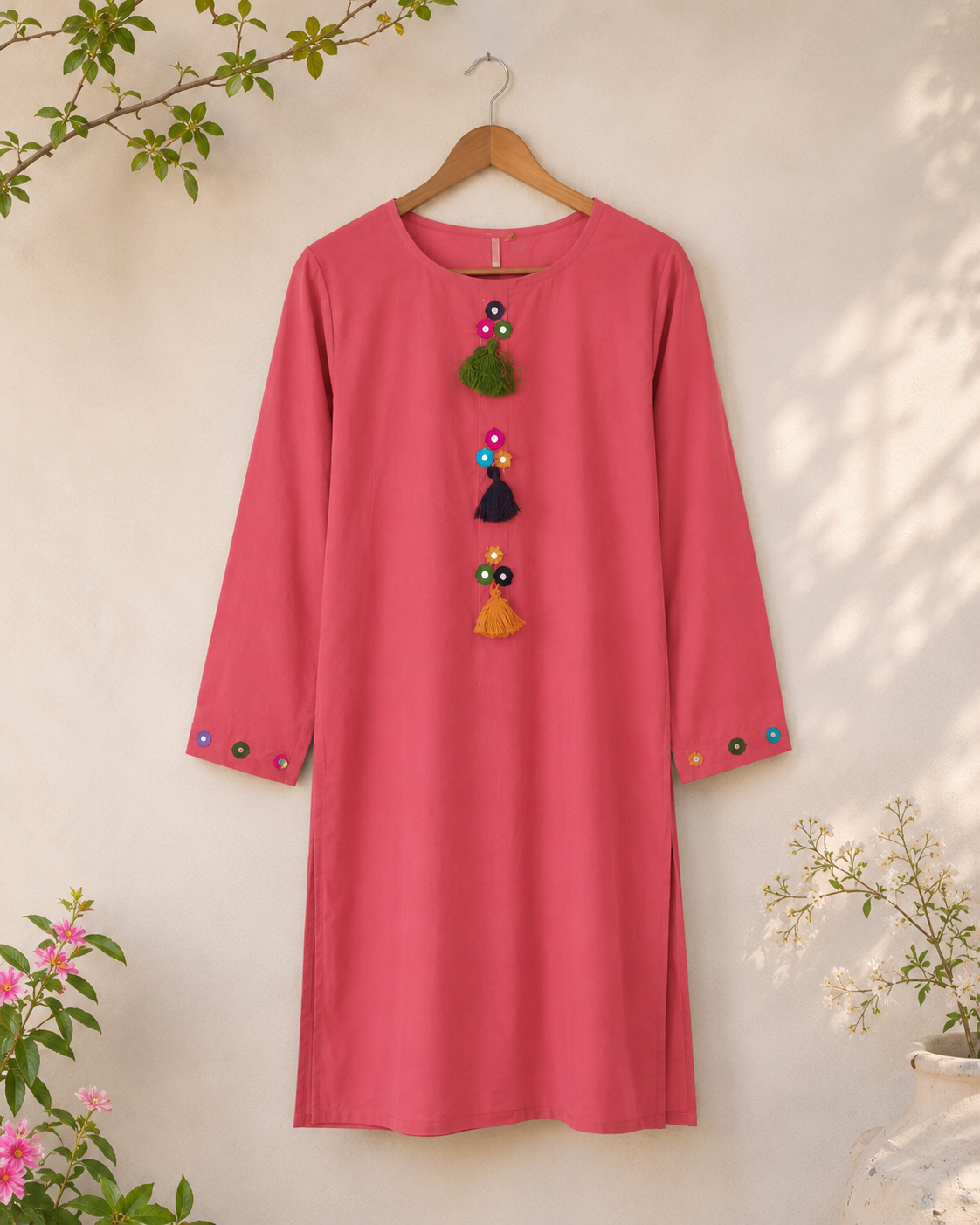 Coral Pink 2-Piece Embroidered Lawn Suit