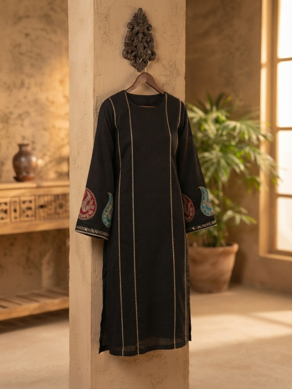 Black Embroidered 3 Piece Lawn Suit